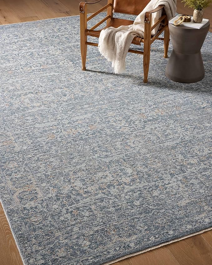 Loloi Angela Rose Blake Collection BLA-03 Denim/Taupe 2'-7" x 10'-0", .25" Pile Height, Fringe, Runner Rug
