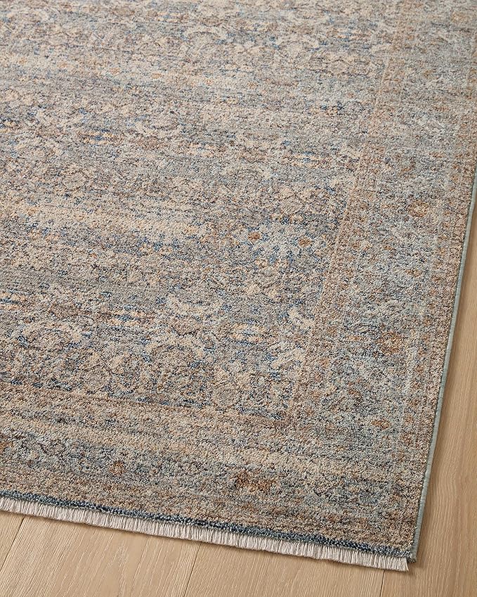 Loloi Angela Rose Blake Collection BLA-02 Ocean/Mocha 2'-7" x 8'-0", .25" Pile Height, Fringe, Runner Rug