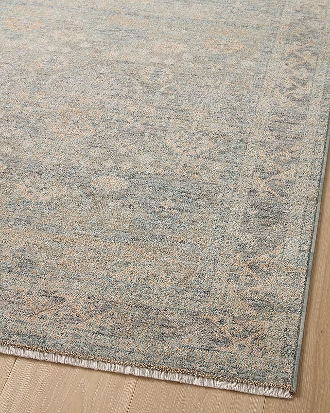 Loloi Angela Rose Blake Collection BLA-01 Sky/Beige 2'-0" x 3'-0", .25" Pile Height, Fringe, Accent Rug