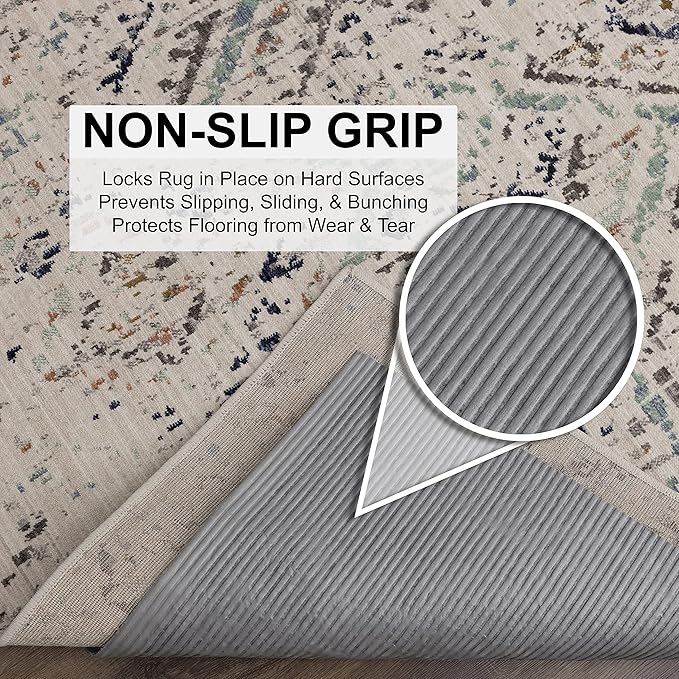 Mohawk Home Waterproof 8' Round Pet Friendly Non Slip Grip Rug Pad Spill Proof Reversible Felt Cushion + Rubber Gripper – Safe for All Floors