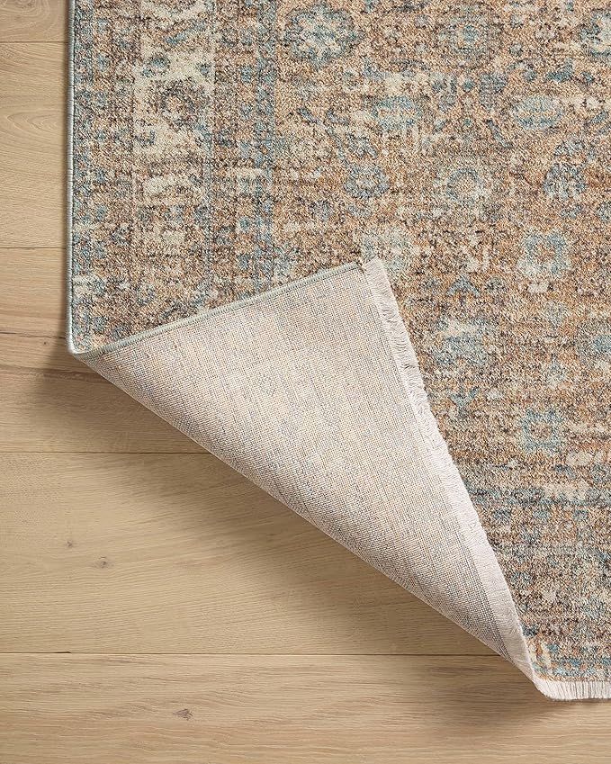 Loloi Angela Rose Blake Collection BLA-05 Sand/Sky 5'-3" x 7'-6", .25" Pile Height, Fringe, Area Rug