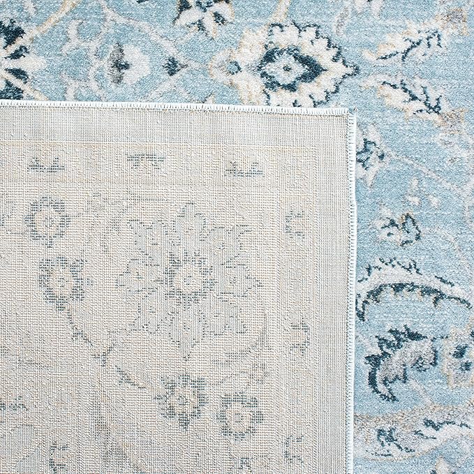 SAFAVIEH Isabella Collection Accent Rug - 4' Round, Light Blue & Cream, Oriental Design, Non-Shedding & Easy Care, Ideal for High Traffic Areas in Living Room, Bedroom, Dining (ISA912M-4R)