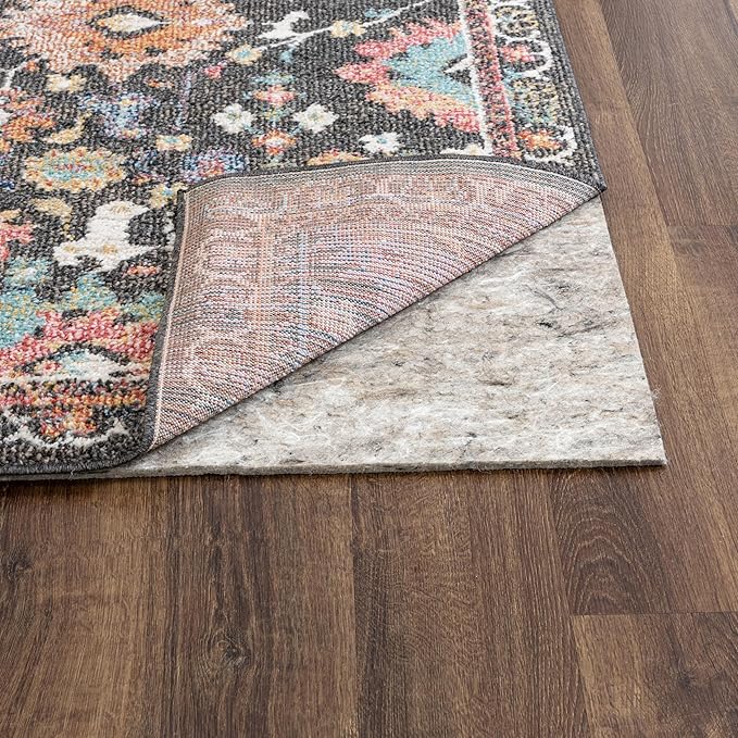 Mohawk Home 6' Round Non Slip Grip Rug Pad 1/2" Thick Dual Surface Felt Cushion + Rubber Gripper - Safe for All Floors