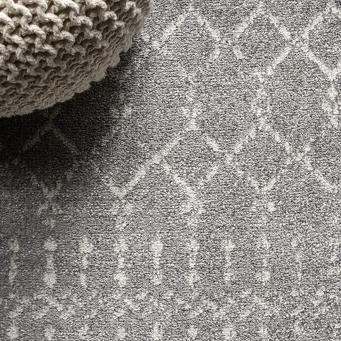 JONATHAN Y Boho Vintage Diamond Gray/Ivory Round Area Rug 9 ft, Moroccan Hype for Living Room, Bedroom, Kitchen, Office, Easy-Cleaning, High Traffic, Pet-Friendly, Non-Shedding (MOH101C-9R)